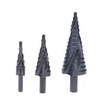 

3pcs/set High Speed Steel Spiral Drill Bit Triangle Shank Hole Cutter Punching Tool Step Drill Bit Metalworking Woodworking Tool