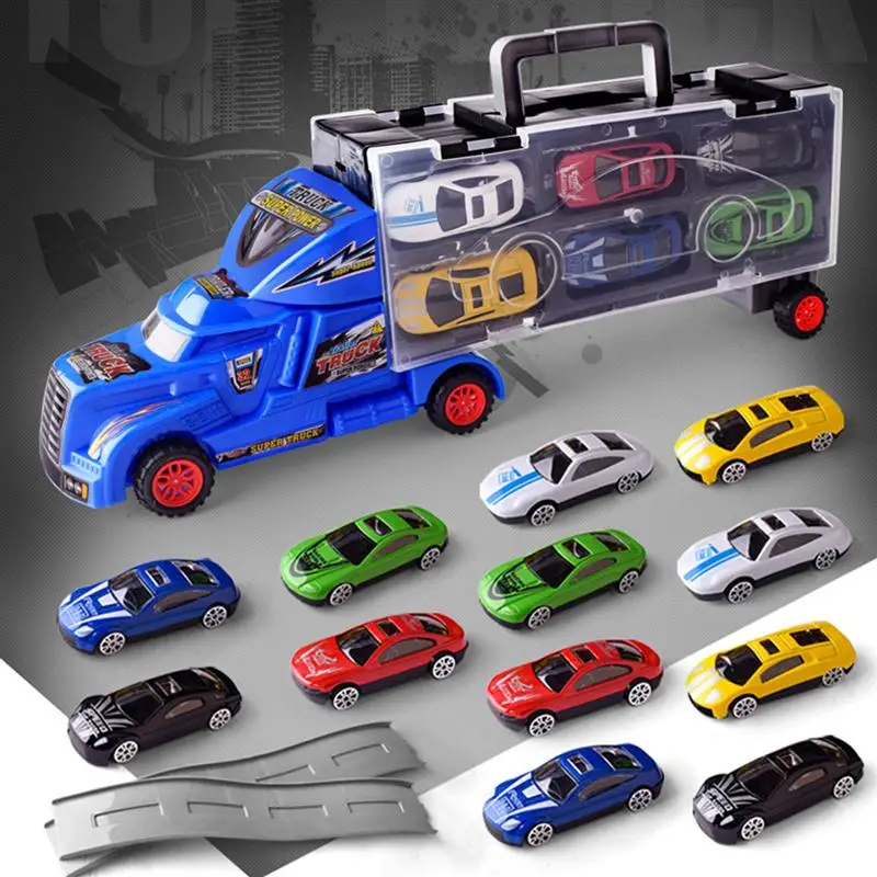 12 шт. набор грузовиков-перевозчиков премиум-класса, переносчик для автомобиля, модель грузовика, инерционные машинки, игрушки для автомобиля, набор для детей, малышей