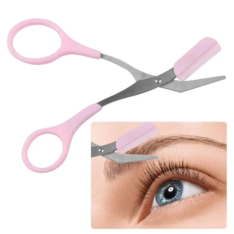 1pc Cosmetic Scissors Eyebrow Scissors Eyebrow Trimmer Eyelash Hair Clips Scissors Comb Grooming