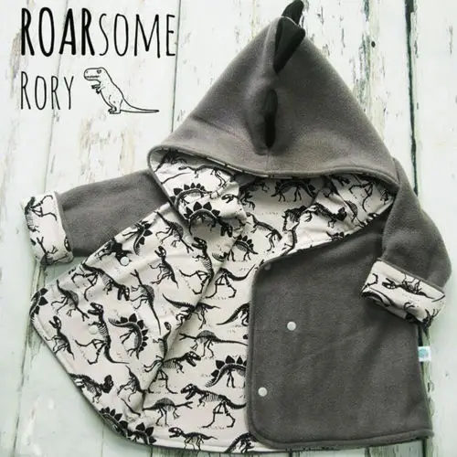 

Toddler Grey Jacket Coat 3D Dinosaur Kids Baby Girl Boy Fleece Tops T-shirt Jacket & Coat 1-4T Children Spring Autumn Outwear