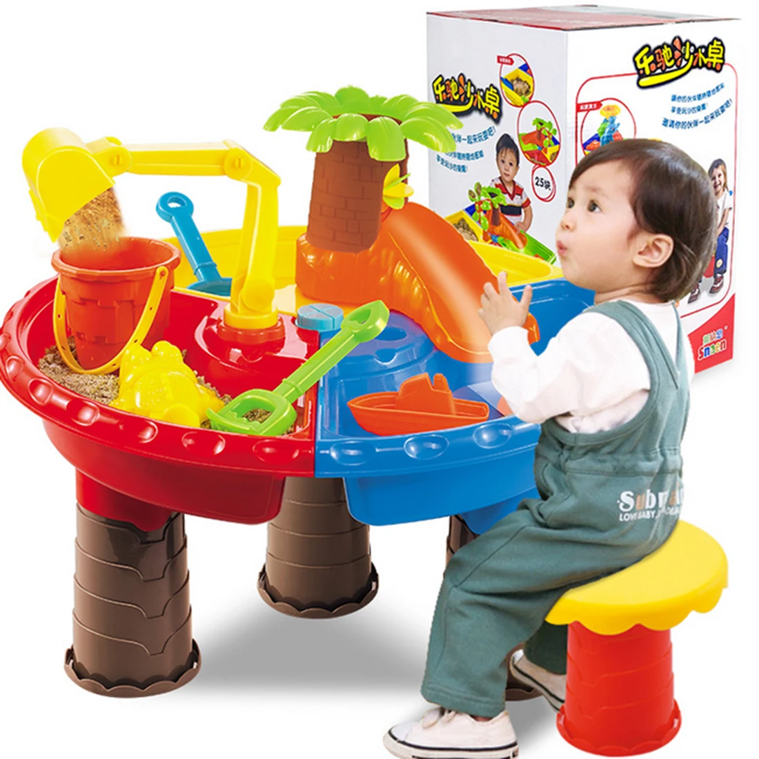 

22Pcs/set Kids Plastic Sand Pit Set Beach Sand Table Water Play Toy 9826 - Color Random