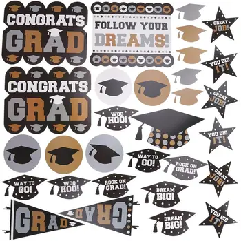 

30 Pieces Photo Booth Props Kit Glitter Doctorial Funny Images Pose Sign Cutout Kit Graduation Party Favor Supplies