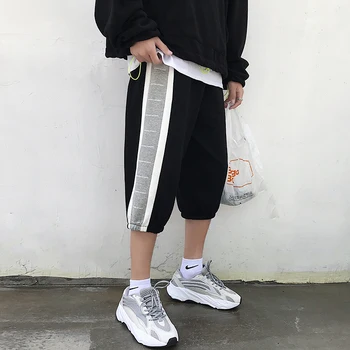 

Summer New Pants Men Fashion Hit Color Straight Casual Cropped Pants Man Streetwear Trend Wild Hip Hop Loose Joggers Sweatpants