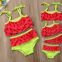 Летний милый комплект бикини для девочек, детский купальник с фруктовым принтом, танкини для купания, пляжная одежда