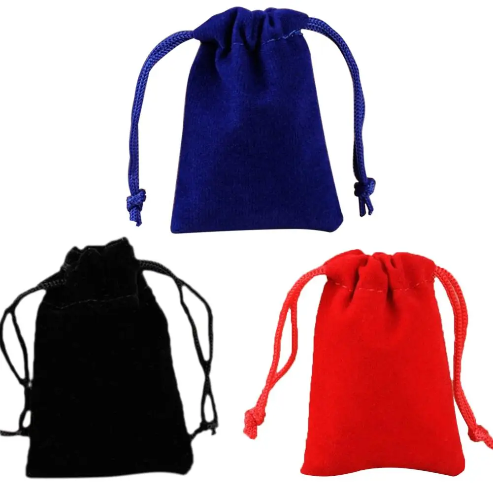 

Solid Color Drawstring Bag Women Double-Faced Flannel Drawstring Pocket Bag Portable Multi-Function Bundle Pocket Blue Black Red