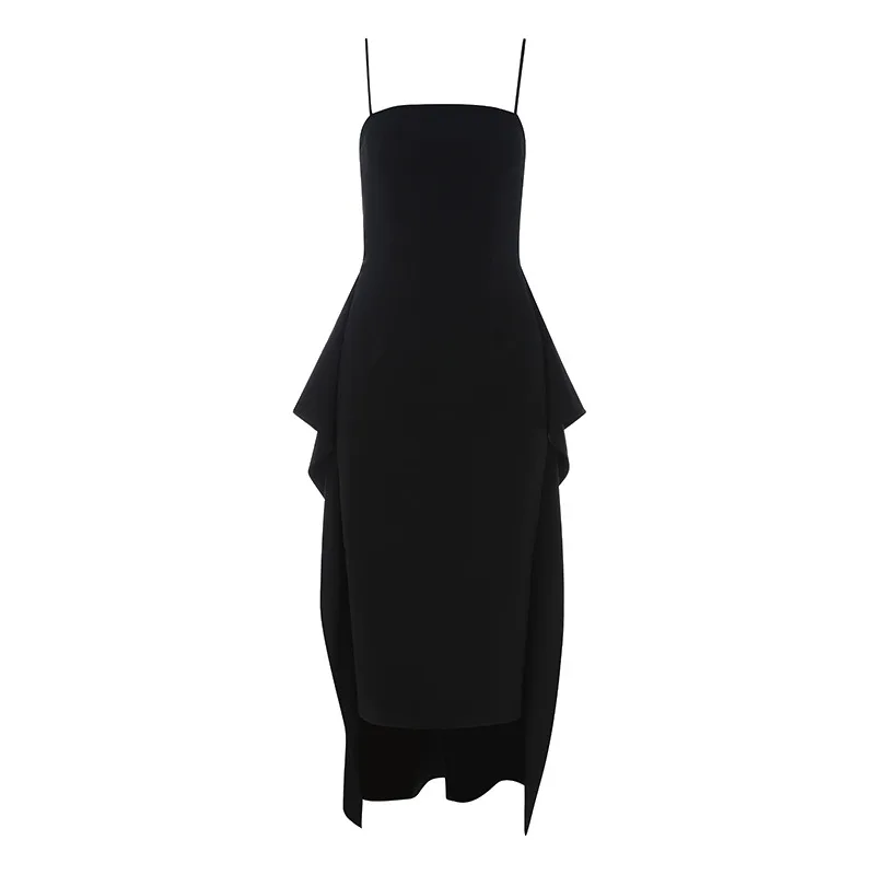 Для женщин Спагетти ремень нерегулярные платье Лето г. Sexy бретелек платье-туника для вечеринки черный богемный пляжный Сарафан Vestidos