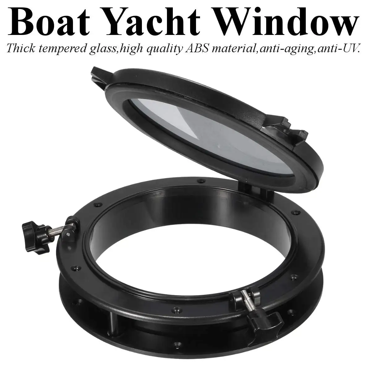 

Durable 21cm Black RV Car Boat Yacht Window Round Shape Opening Portlight Hatch Touring Car Replacement Porthole Boat Accessory
