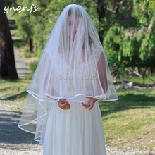 YNQNFS VV22 с расческой 2 слоя ленты край мягкий тюль Короткие Velo de Noiva вуаль Свадьба Свадебная фата