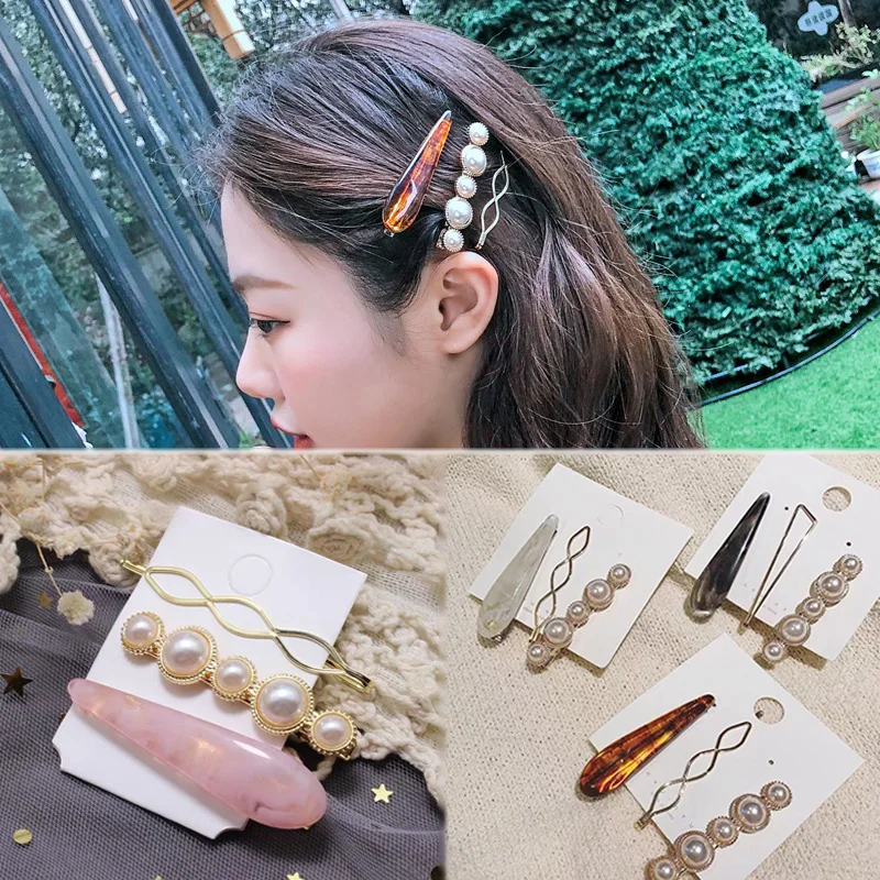 

Barrettes Metal Ball Hair Clips 1PC Women Korea Hairpins Vintage Metal Imitation Pearl Simple Hair Accessories