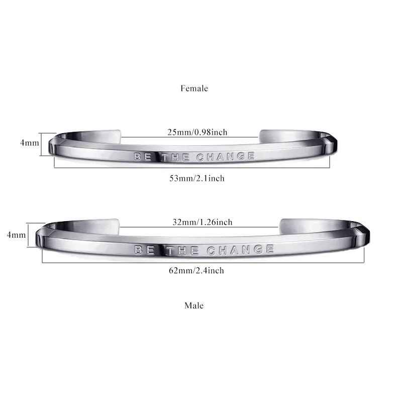4 мм манжета браслет с мантрой браслет из нержавеющей стали "быть переменой" вдохновляющий браслет для женщин
