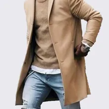 Moomphya стильное шерстяное мужское пальто с длинным рукавом, Длинная ветровка, Мужской плащ, мужская куртка, Мужская верхняя одежда