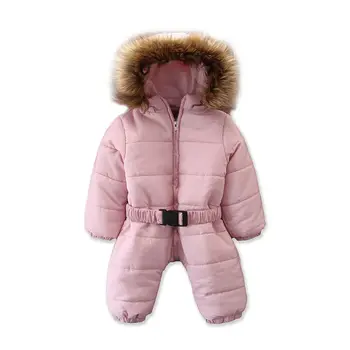 

2018 Brand New Baby Winter Warm Hooded One-piece Romper Newborn Babies Boy Girl Fur Cotton Rompers Jumpsuit 0-3T