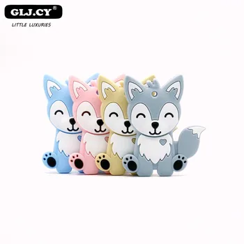 

Animal Pattern Cute Husky BPA Free 1PC Baby Silicone Teething Beads Teether Dental Care Chew DIY Nipple Chain Toy