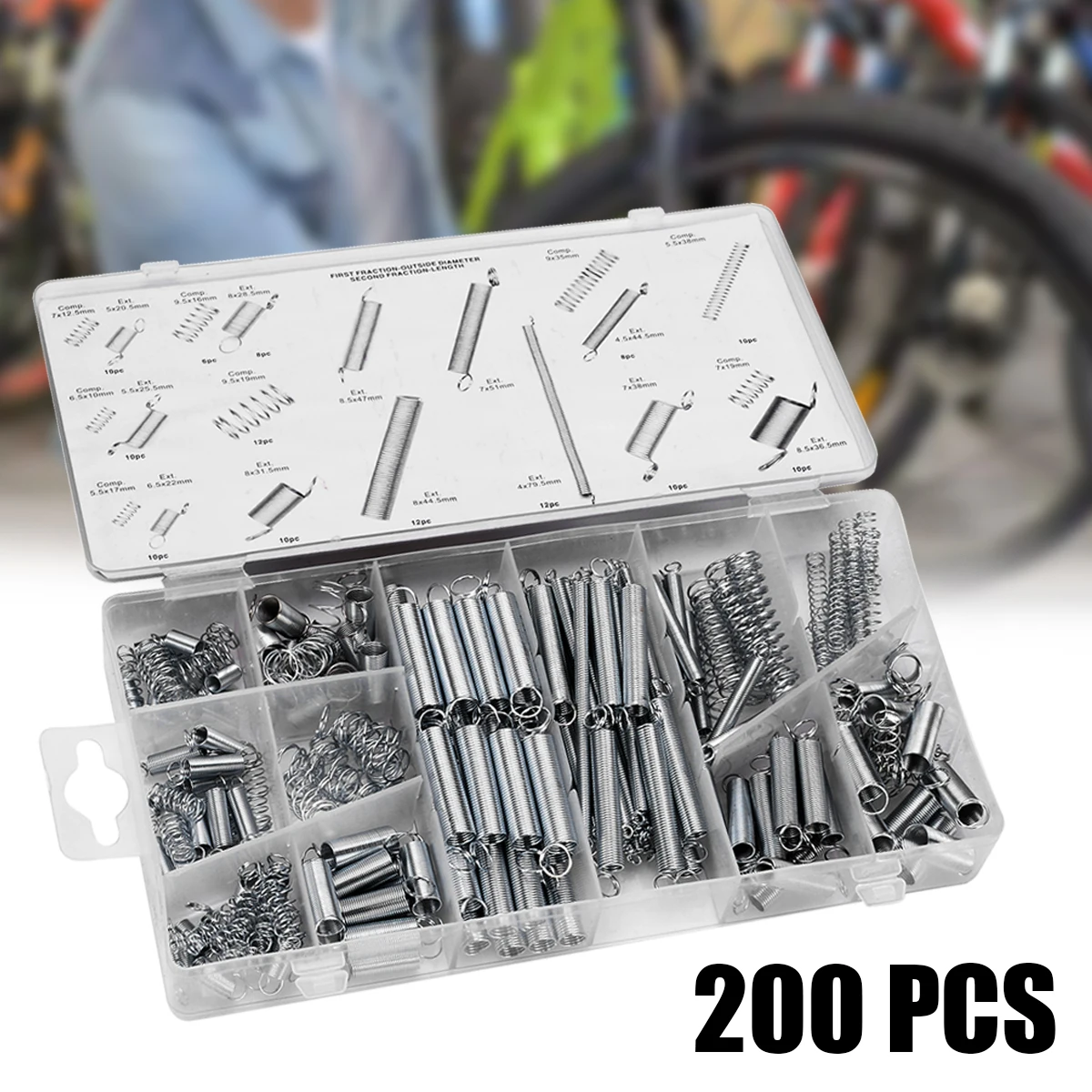 

200PCS Extension Tension Pressure Spring Steel 20 Sizes Set Practical Metal Hardware Compression Springs Assortment Kit