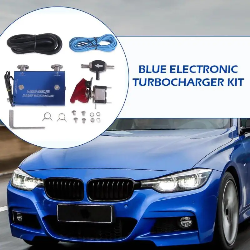 

Dual Stage Electronic Turbocharger PSI Boost Controller Kit w/ Switch Blue Auto Replacement Turbocharger Part Car Accessories