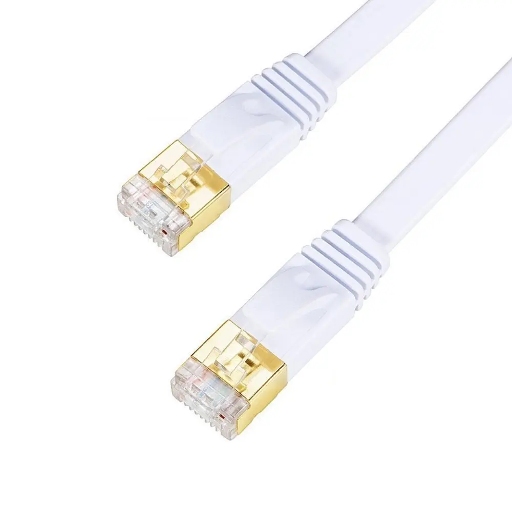 

15 M To 20 M, 30 M Cat7 Flat Ethernet Patch Cable Shielded (stp) With Utp Cat 6 Patch Snagless Rj45 Connectors White