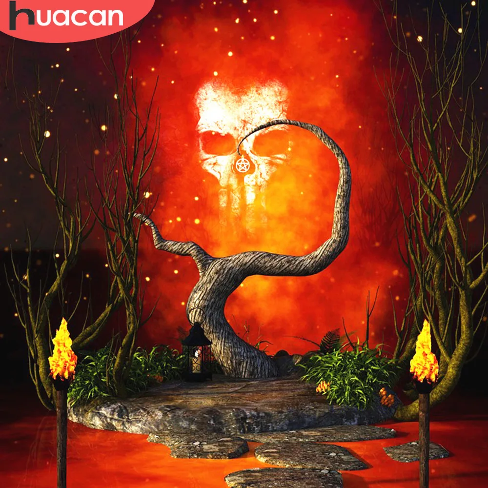 

HUACAN Diamond Painting Skull Home Decoration New Diamond Embroidery Picture Beading Diamond Mosaic Full Layout Needlework