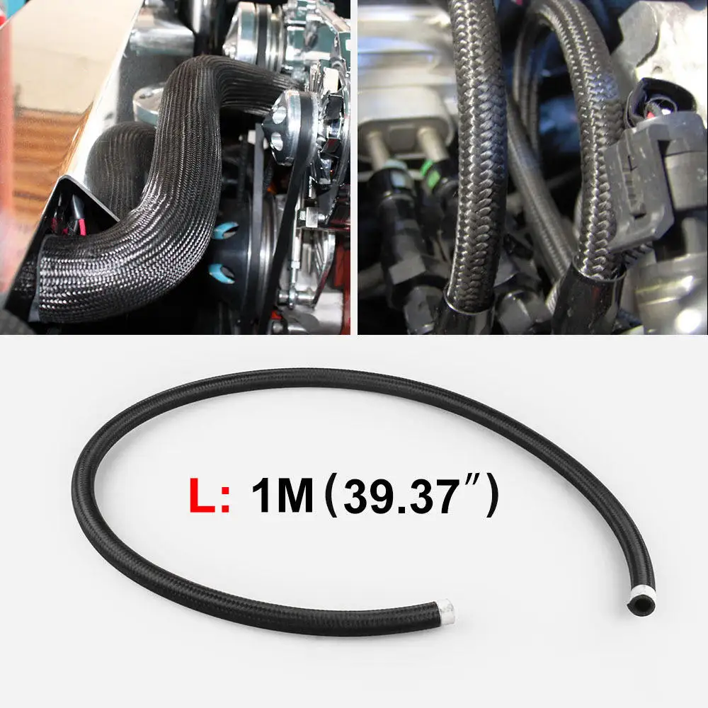 

1M Nylon Stainless Steel Braided Brake Gas/Oil/Fuel Line Hose AN4/AN6/AN8/AN10 Car Tubing Braided High Pressure Tubing