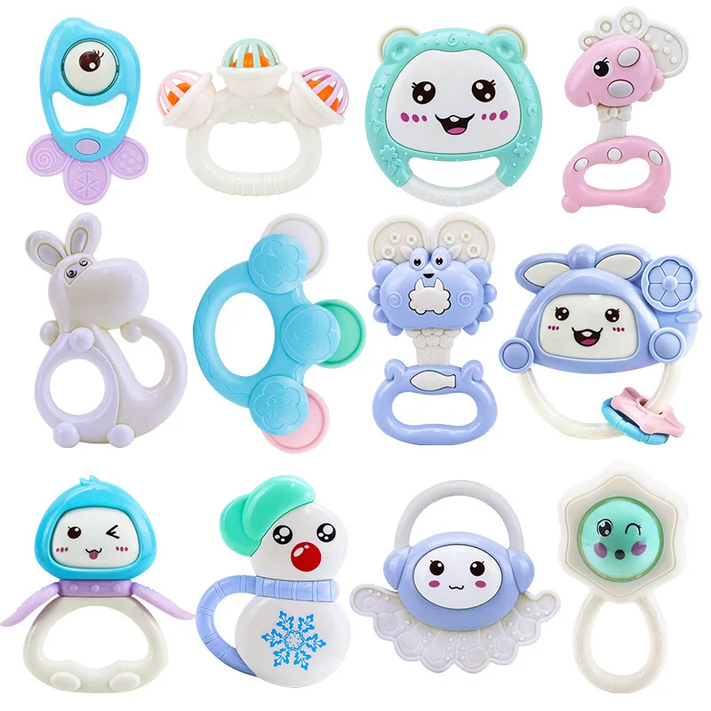 

New Baby Toys Gutta-Percha Rattle Can Bite Children 3-6-12 a Month 5 Puzzle Male Baby Girl 0-1-Year-Old