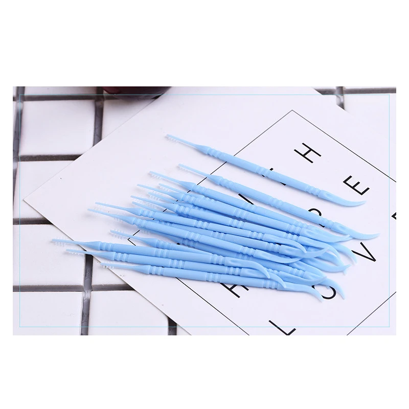 

50 Pcs Plastic toothpick Disposable Oral Gum Teeth Clean Tools Dental Plastic Tooth Picks Dental Flosser Interdental Brush