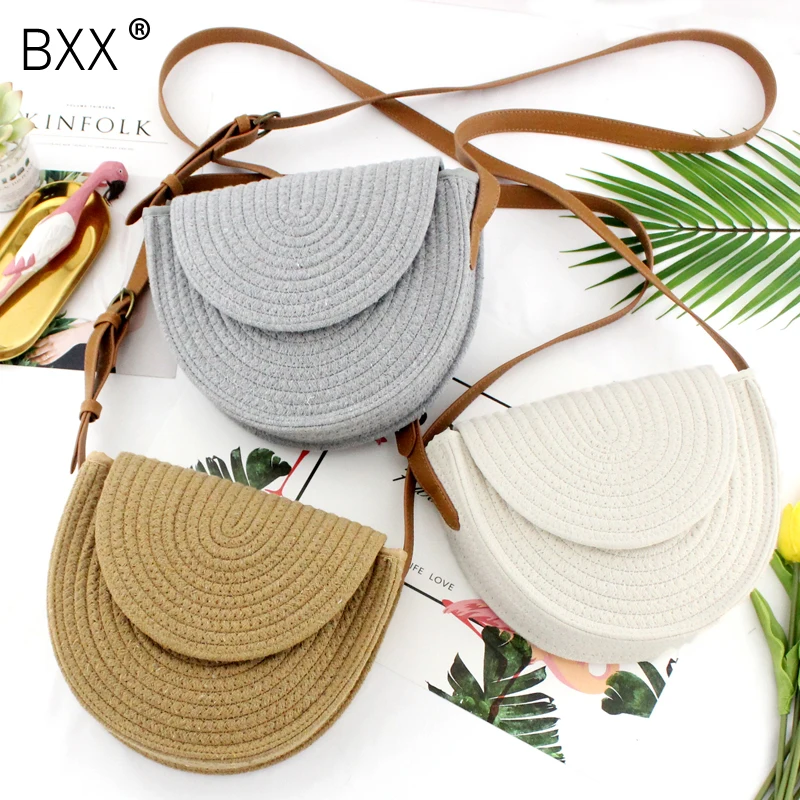 

[BXX] Women's Single Shoulder Crossbody Bag All-match Girl Woven Bag Casual Straw Weaving Bag Woven Fashion Handbag HE843