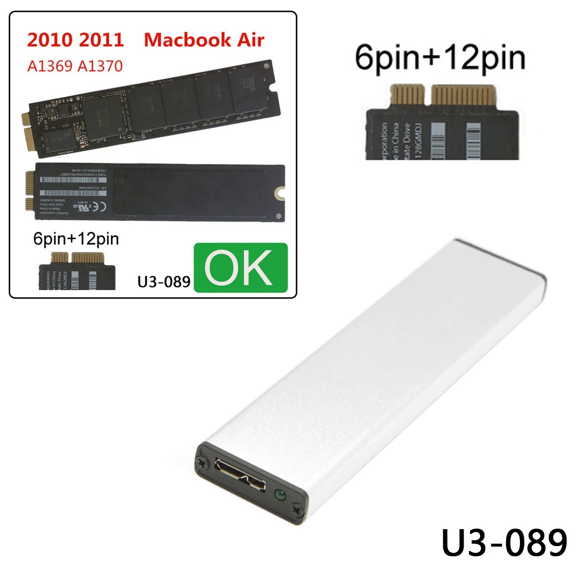 Cablecc USB 3 0 для SSD жесткого диска корпус адаптер конвертер 2010 2011 Macbook Air A1369 A1370 MC503 MC506