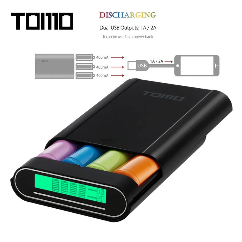 

TOMO M4 Smart Power Battery Charger 18650 5V 2A Power Bank Case C4 X Li-Ion Battery Portable Powerbank Box Charger For Battery