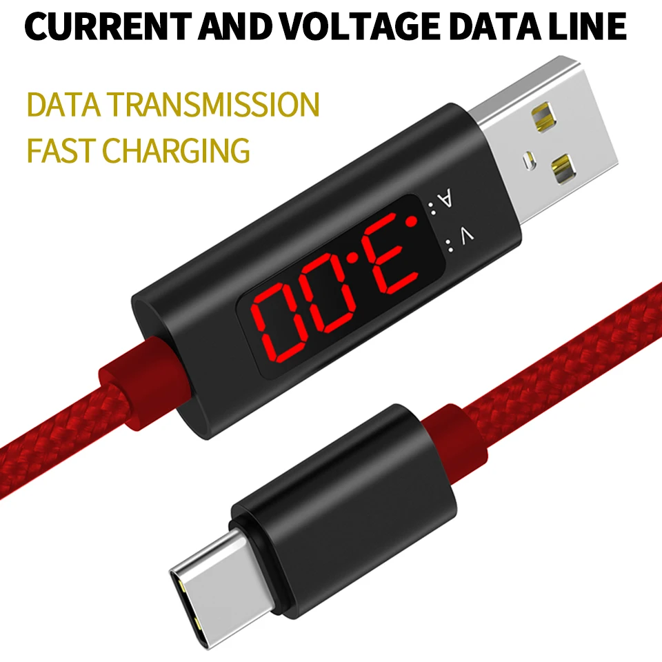 Зарядный кабель Micro USB Тип C нейлоновый Плетеный прочный шнур с отображением