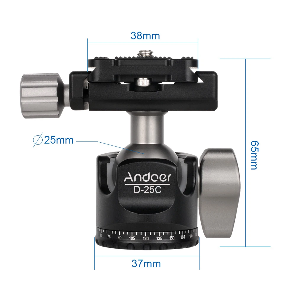 Andoer обработки двойной алюминиевый сплав Нотч шаровой головкой мини-шаровая Головка низкий центр тяжести для Canon Nikon sony DSLR ILDC камера