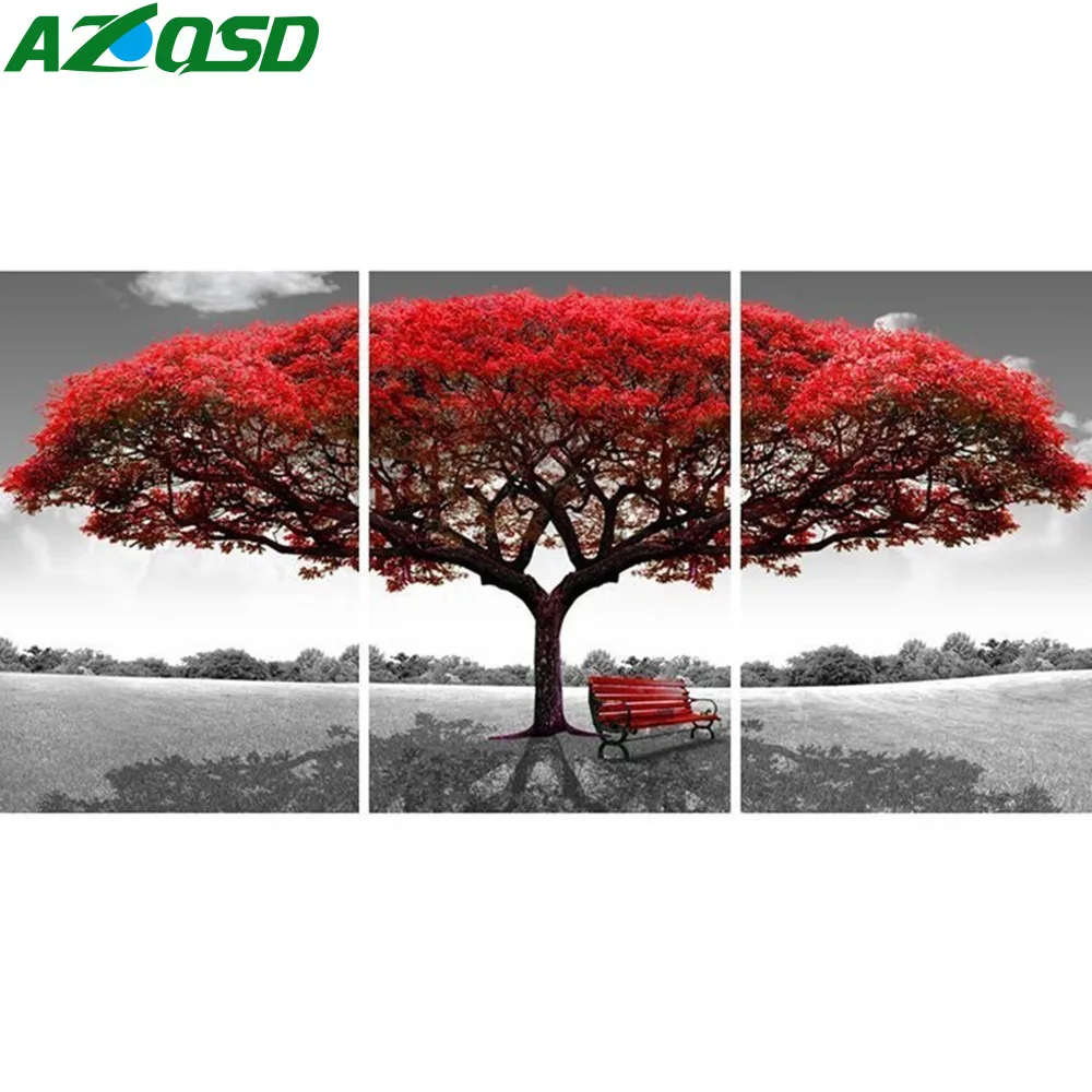 

AZQSD Diamond Embroidery Scenic Tree Handmade Home Decor Diamond Painting Mosaic Landscape Multi-picture Combination 5pcs/set