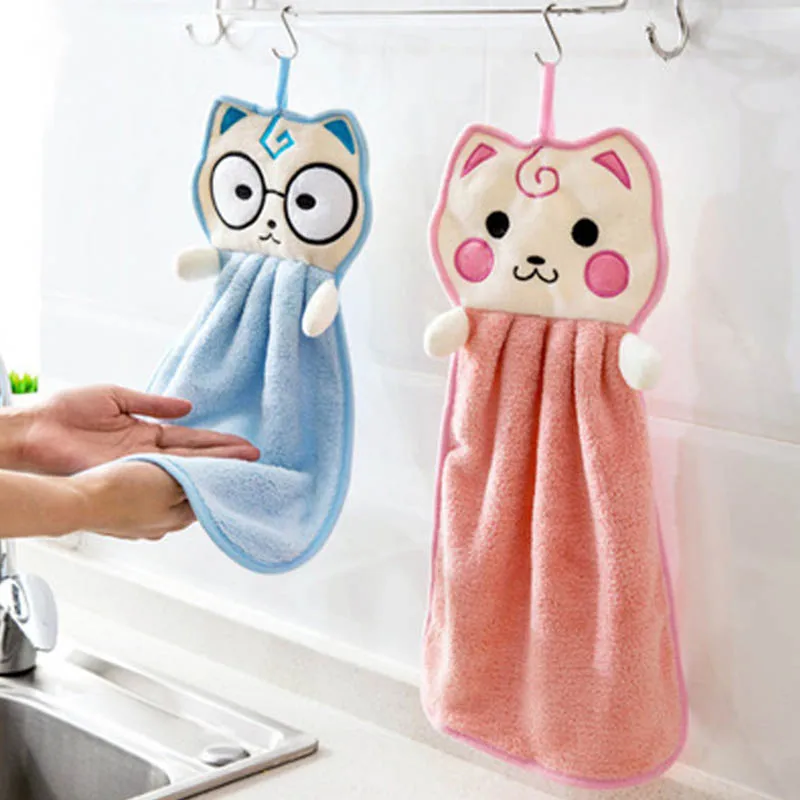 Hand Face Wipe Towel Hand Towel Bathroom Accessories Soft Cute Cartoon Washcloths Handkerchief Terylene Dishcloths