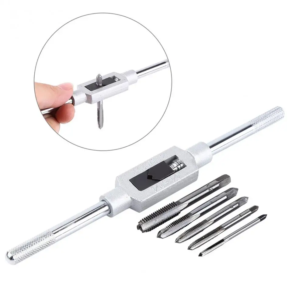 

Hot Hot 6Pcs/set Adjustable Reamer Tap Wrench Set with Metric Thread M3/4/5/6/8 Insert Screw Taps Tapping Tools fashion hot