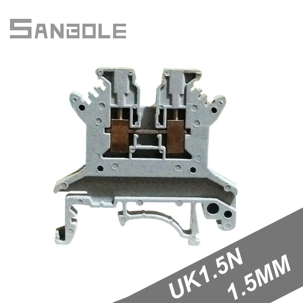 

UK1.5N Connection Terminal block 17.5A/660V Wire DIN rail mounted Type 1.5mm square Wiring Cable (50PCS)
