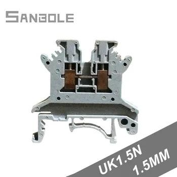 

UK1.5N Connection Terminal block 17.5A/660V Wire DIN rail mounted Type 1.5mm square Wiring Cable (50PCS)