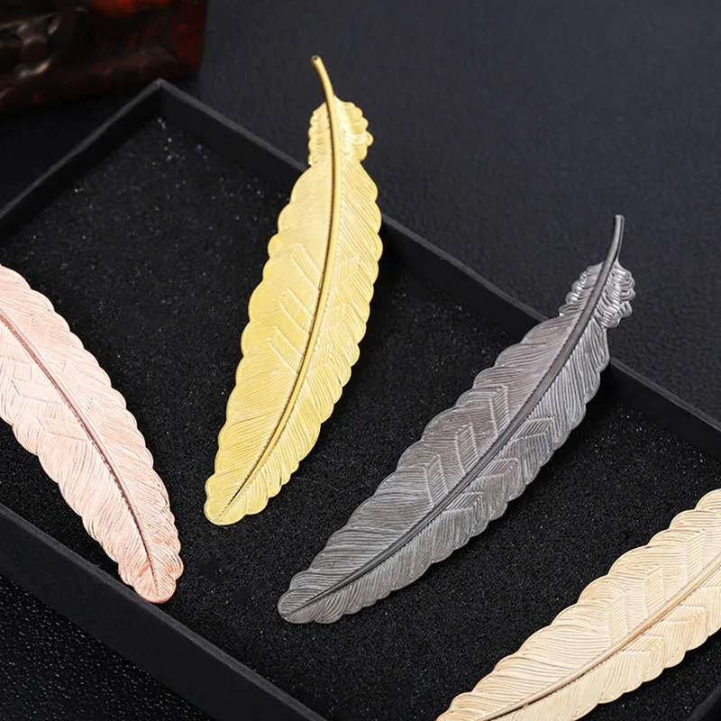 

Vintage Gold Metal Bookmark Creative Feather Colored Alloy Bookmarks Girls Kids Gifts Novelty School Office Stationery Supplies