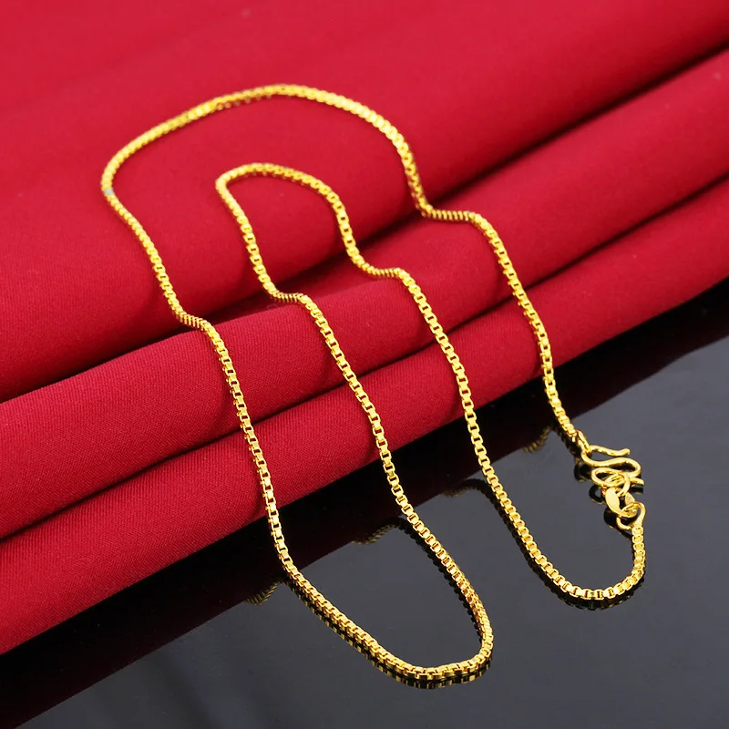 

Vietnam Alluvial Gold Necklace Fashion Minimalism Delicate Box Chain Necklace for Jewelry Making Jewelry Accessories