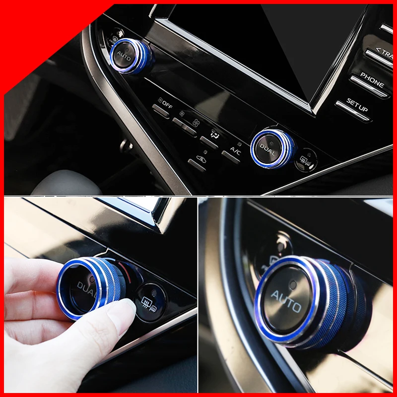 

Car Refit Volume Air-condition Adjust Knob Button Switch Frame Bezel For Toyota Camry 2018 2019
