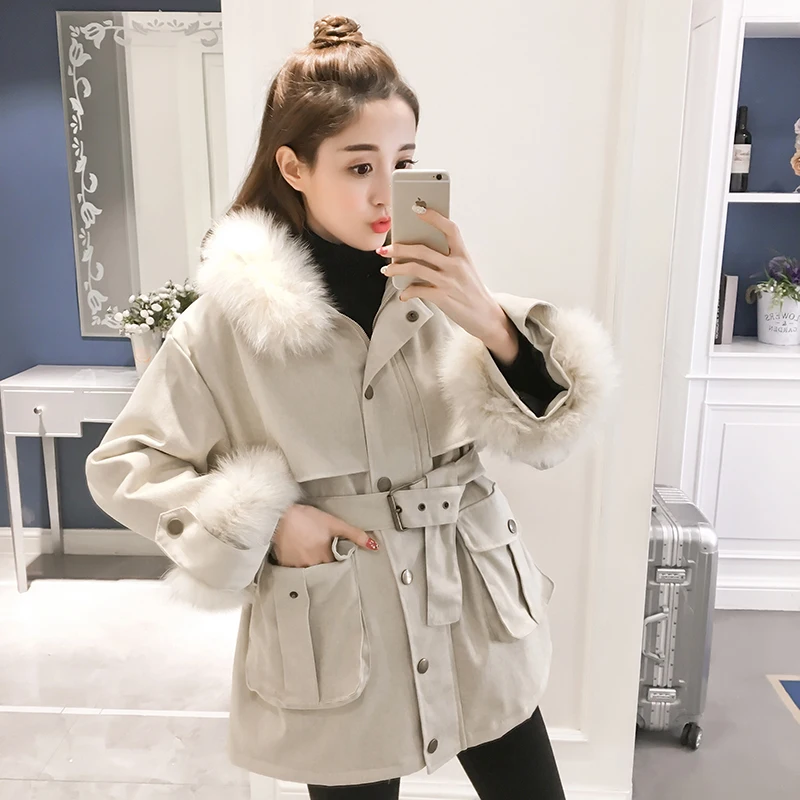 Hiver Chaud Lâche De Veste Manteau Outwear Filles Grand Longue Plus apcroit Fourrure La Coffee Parkas Femminos Automne Femelle jaune Col Nouveau Bf Taille Casco dxeCBo
