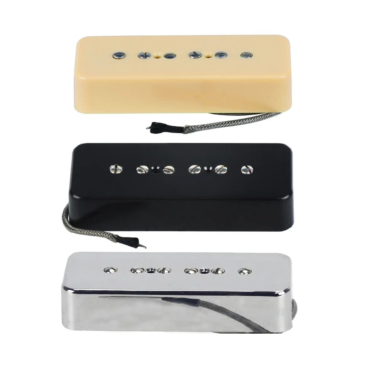 Novo 1 pçs vintage alnico 5 captador de guitarra soapbar p90 p 90 captador acessórios guitarra pescoço/ponte, cromo/preto/amarelo escolher