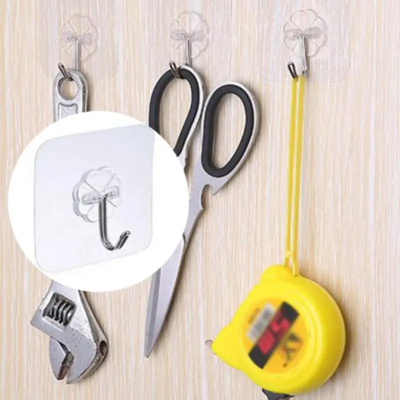

6PCS Seamless Hooks Strong Transparent Suction Cup Sucker Wall Hooks Hanger Punch-free Strong Adhesive For Kitchen Bathroom