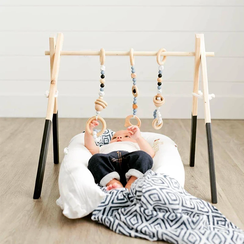 Nordic Baby Activity Gym Frame With Mobiles For Newborns Baby Room Decor Wooden Early Educational Toys