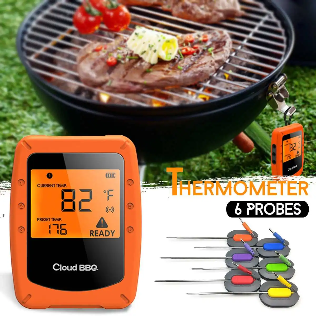 Food Cooking Smart Wireless BBQ Thermometer With Six ...