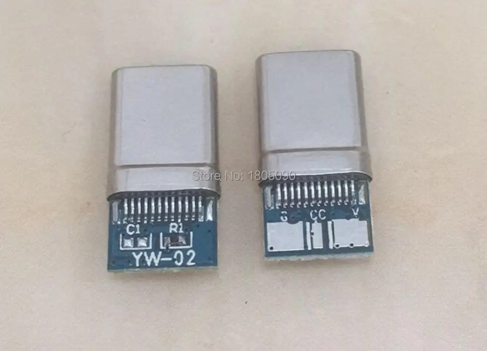 

10pcs Type-C connectors for laptop Charger with PCB board 3pin weldin points slightly larger to support thick wires