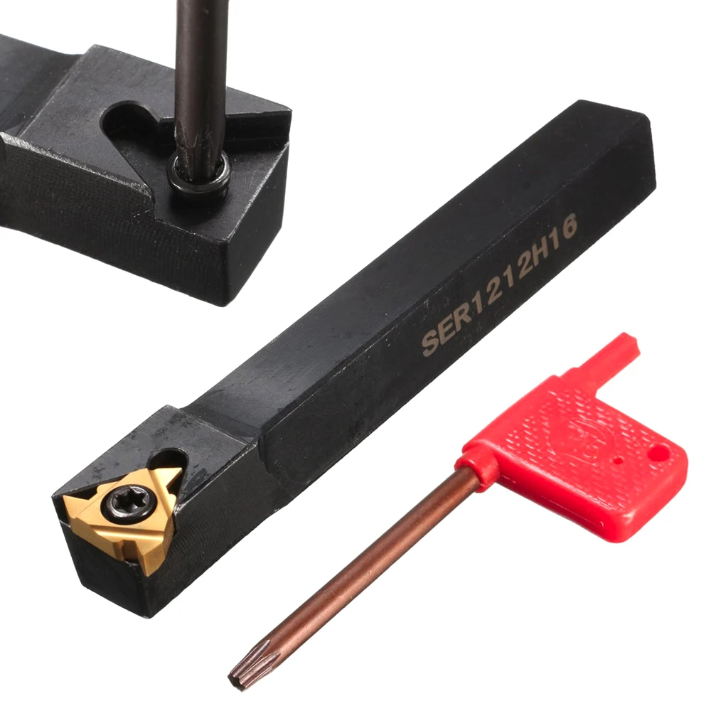 

SER1212H16 Lathe Tools Metal Turning Tool External Lathe Turning Tool Holder Lathe Cutter Cutting Carbide Inserts T15 Wrench