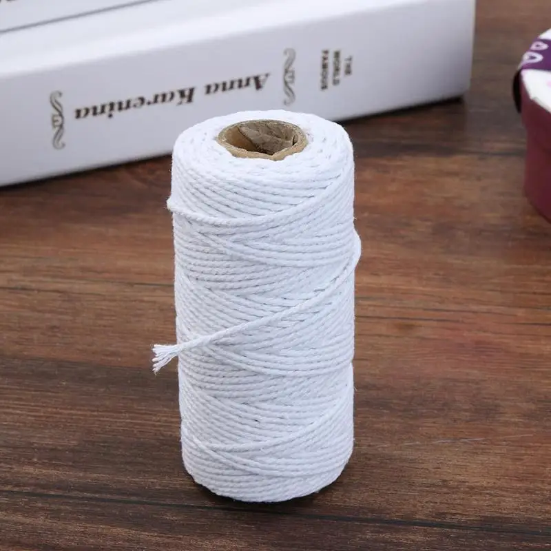Durable 2mm Braided Soft Twisted White Rope Cord Craft String DIY Handmade Tying Thread Macrame