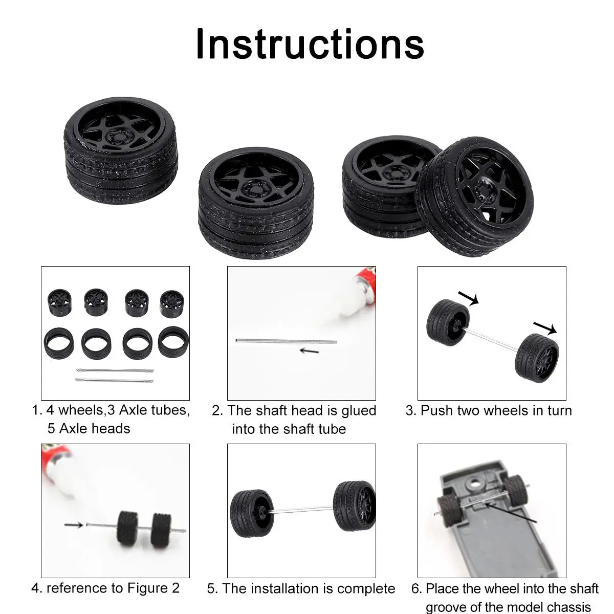 Goedkoop 16 PCS Vier Dozen ABS Rubber Wielen Band Set Assen Voertuig Wielen Band Gemodificeerde Legering Auto Refit Wielen Voor 1 64 Voertuig Auto Model