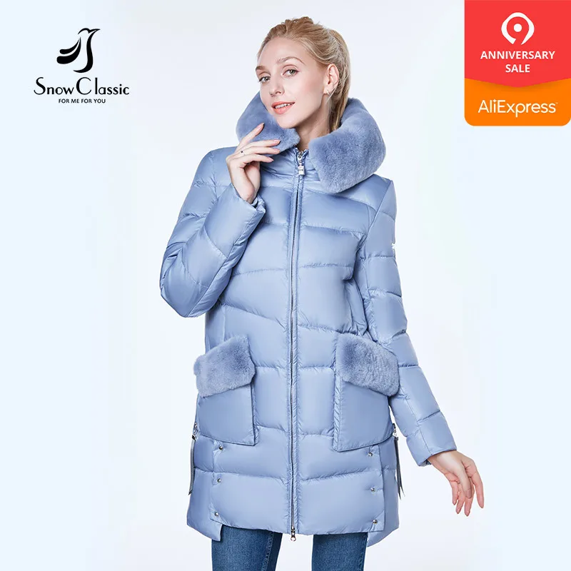 

Snow Classic 2018 jacket women camperas mujer abrigo invierno coat women park Rex rabbit hair Wear a hat Windproof thick