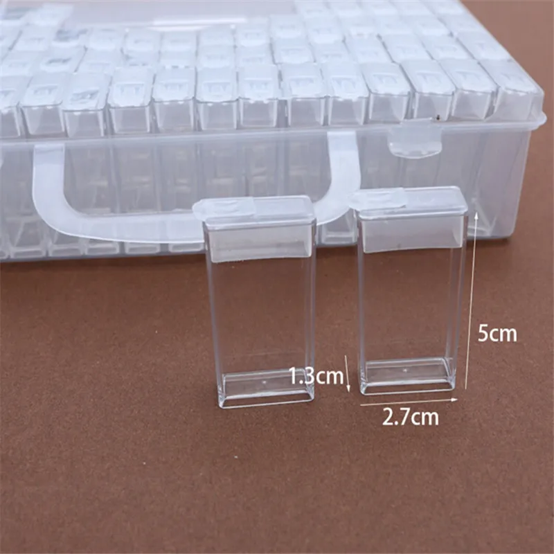 64pcs Clear Solid Diamond Painting Tools Beads Container Diamond Embroidery Stone Storage Box