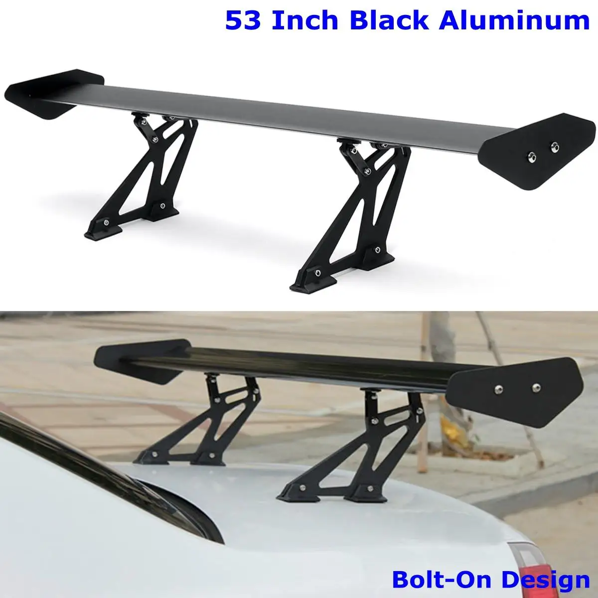 

135cm Universal Racing Sports Car Rear Tail Trunk Racing Wing Spoiler Aluminum Black Adjustable GT Double Row