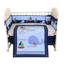 Детское постельное белье из четырех предметов, удобная детская наклейка для защиты от ударов с покрывалом на резинке, изысканная вышивка первоклассного качества